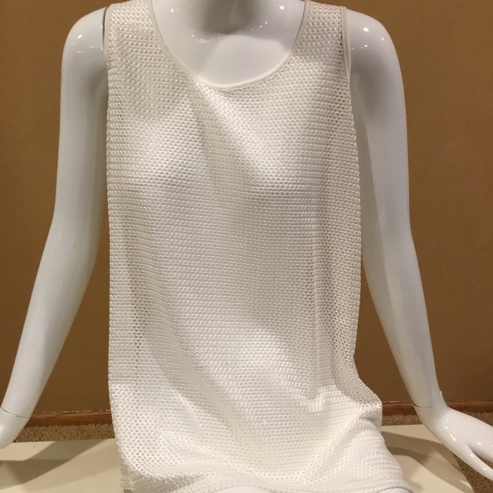 Tribal mesh white tank top shirt Size S NEW NWT MINT!